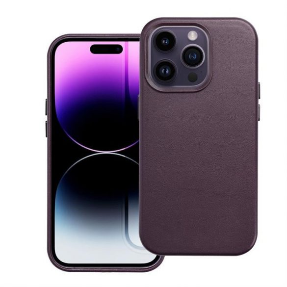 Husă Mag din piele pentru IPHONE 15 violet închis