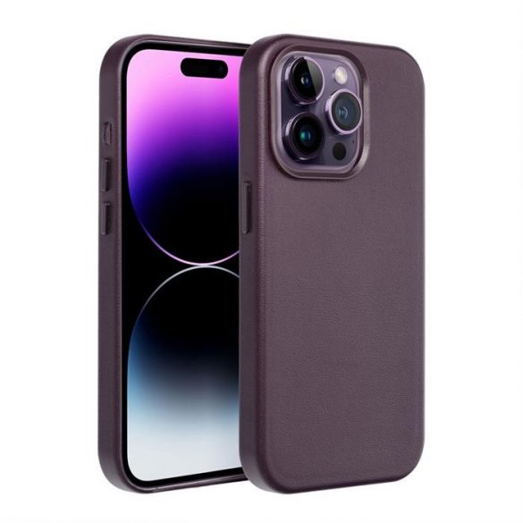 Husă Mag din piele pentru IPHONE 15 violet închis