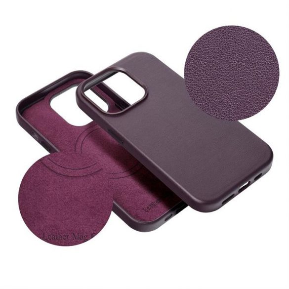 Husă Mag din piele pentru IPHONE 15 violet închis