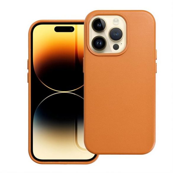 Carcasa din piele pentru IPHONE 15 PRO MAX portocaliu