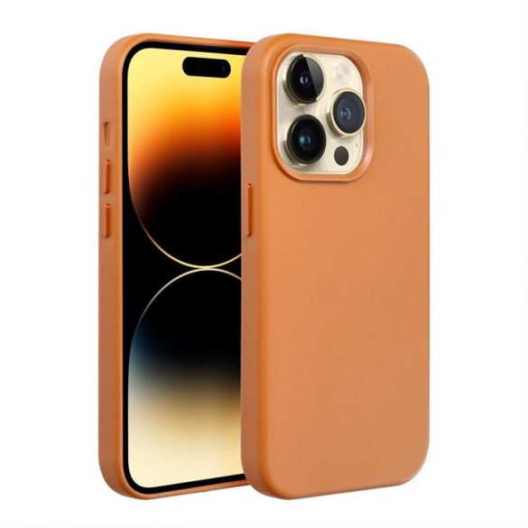 Carcasa din piele pentru IPHONE 15 PRO MAX portocaliu