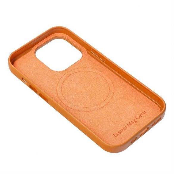 Carcasa din piele pentru IPHONE 15 PRO MAX portocaliu