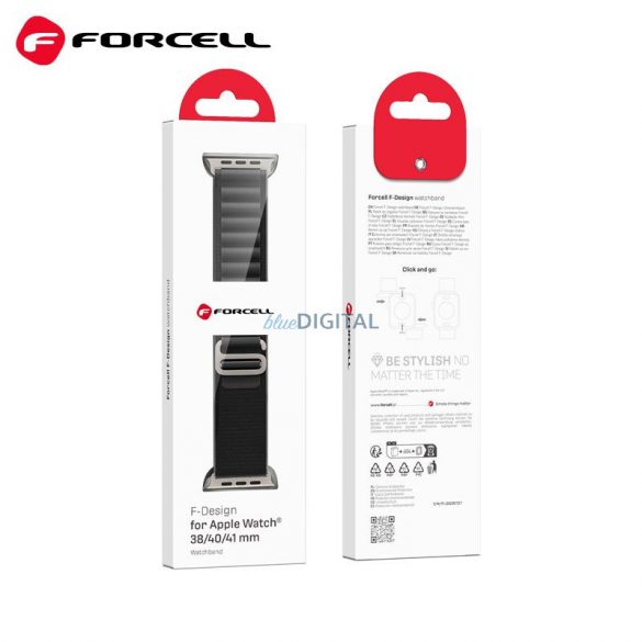 Curea FORCELL F-DESIGN FA13 pentru Apple Watch 38/40/41mm negru