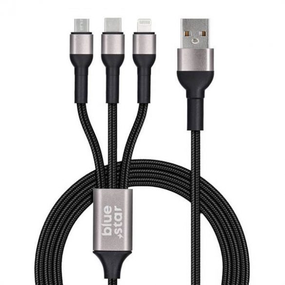 Cablu de date Blue Star - 3in1 cu prize micro USB, USB C i Lightning