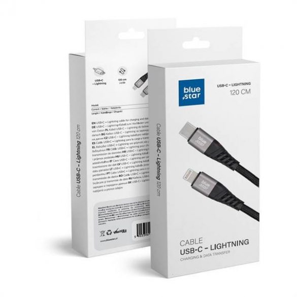 Cablu de date Blue Star - cu conector USB C la Lightning 2,4A