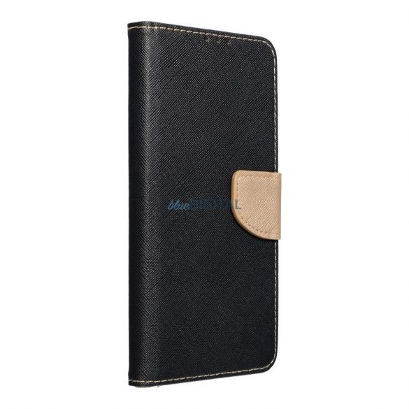 Husa Fancy Book pentru SAMSUNG S23 FE neagra/aurie