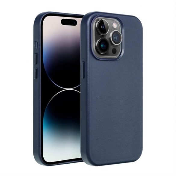 Husă din piele pentru IPHONE 15 PLUS albastru indigo