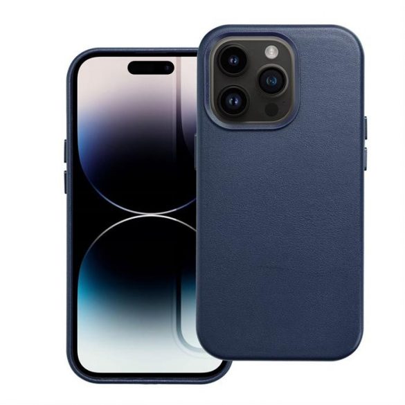 Husă Mag din piele pentru IPHONE 15 PRO albastru indigo