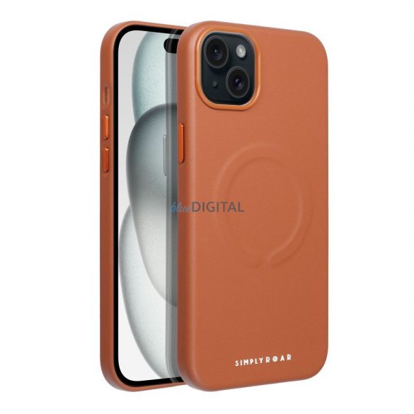 Husă Roar Piele Mag - pentru iPhone 15 Plus Maro