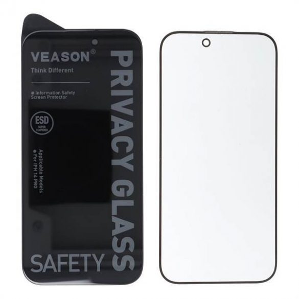 6D Pro Veason Privacy Glass - pentru Iphone 13 Pro / 14 negru