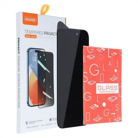 6D Pro Veason Privacy Glass - pentru Iphone 13 Pro / 14 negru