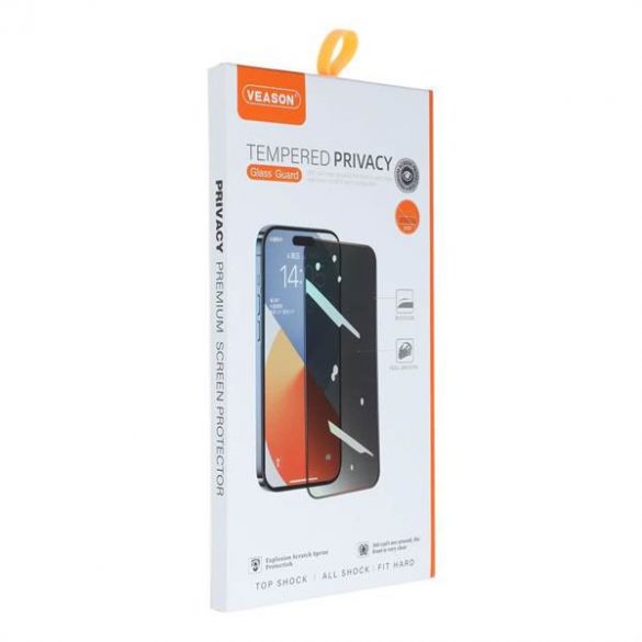 6D Pro Veason Privacy Glass - pentru Iphone 13 Pro / 14 negru