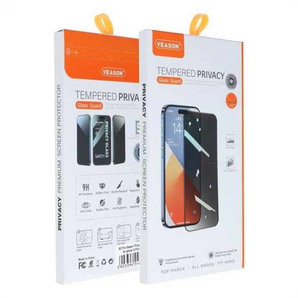 6D Pro Veason Privacy Glass - pentru Iphone 12 / 12 Pro negru