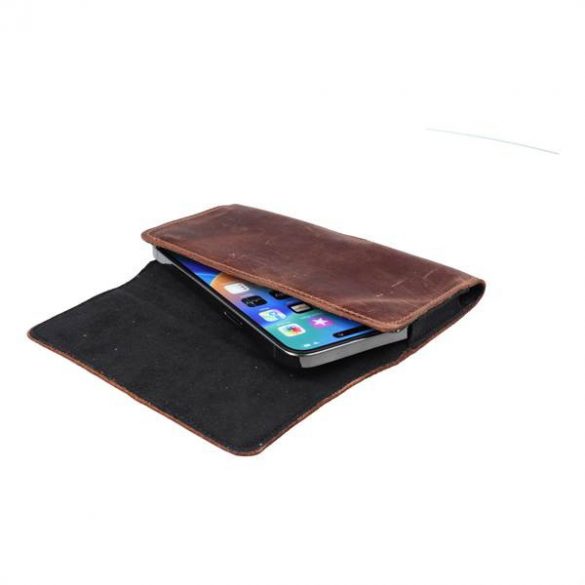 ROYAL Crazy Horse - Toc universal pentru centura din piele / maro - Marimea XXL - pentru SAMSUNG A21s / S20 ULTRA / S21 ULTRA / A70 / A71 / XIAOMI REDMI 9 / HUAWEI P SMART PRO