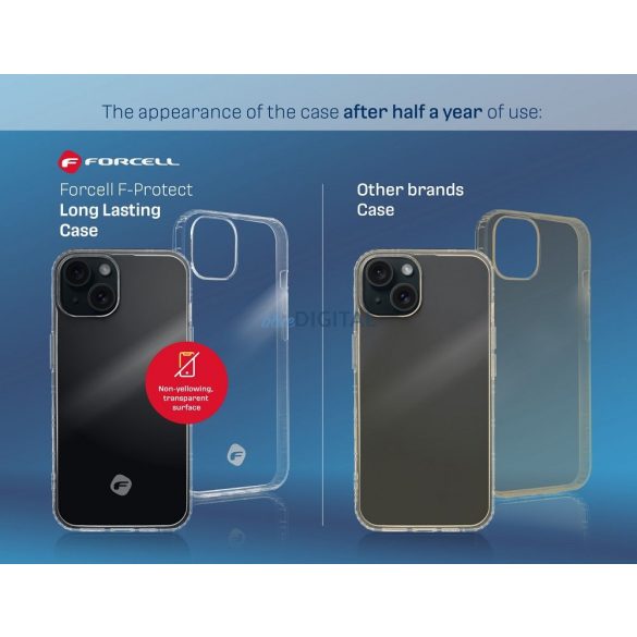 FORCELL F-PROTECT Husă subțire de lungă durată pentru IPHONE 15 PLUS transparentă