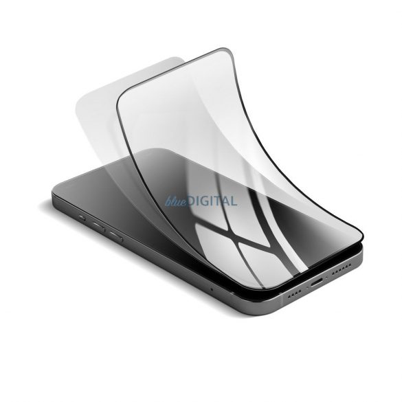 Forcell Flexible Nano sticlă 5D pentru Samsung Galaxy S24 Ultra negru (Hot Bending) scanner de amprente digitale de lucru