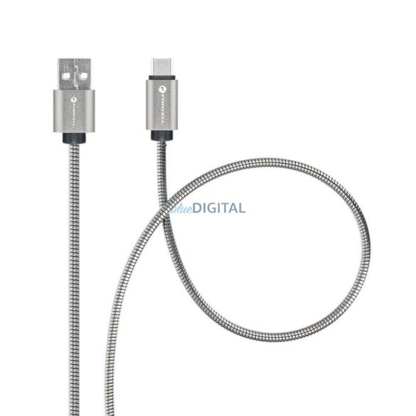 Cablu FORCELL USB la Typ C 2.0 2,4A Metal C234 1m argintiu