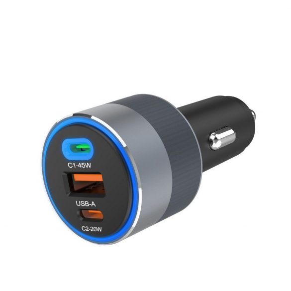 FORCELL F-ENERGY Alu - încărcător auto 65W PD+QC4.0+SAM SFC 2.0, 2xUSB C+USB A