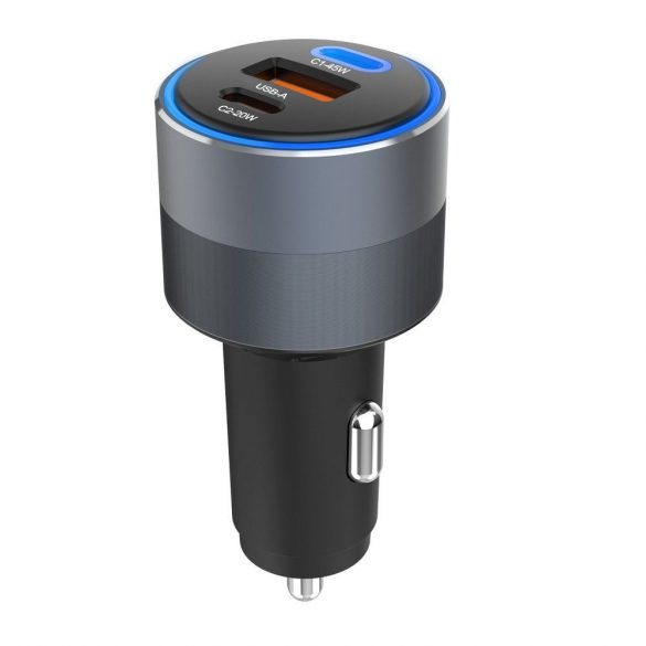 FORCELL F-ENERGY Alu - încărcător auto 65W PD+QC4.0+SAM SFC 2.0, 2xUSB C+USB A