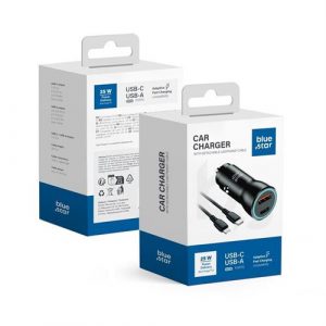 Încărcător auto Blue Star 25W (PD, QC 3.0, AFC) cu priză USB C și cablu de date USB C la Lightning 3A