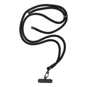 Pandantiv SWING (8mm) pentru telefon cu lungime reglabilă / lungime cablu 165cm (max 82,5cm în buclă) / pe umăr sau gât - negru