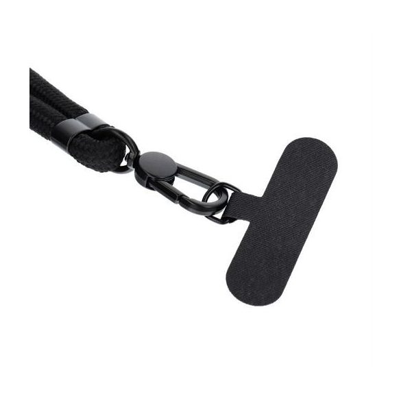 Pandantiv SWING (8mm) pentru telefon cu lungime reglabilă / lungime cablu 165cm (max 82,5cm în buclă) / pe umăr sau gât - negru