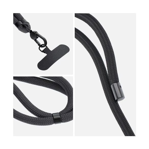 Pandantiv SWING (8mm) pentru telefon cu lungime reglabilă / lungime cablu 165cm (max 82,5cm în buclă) / pe umăr sau gât - gri