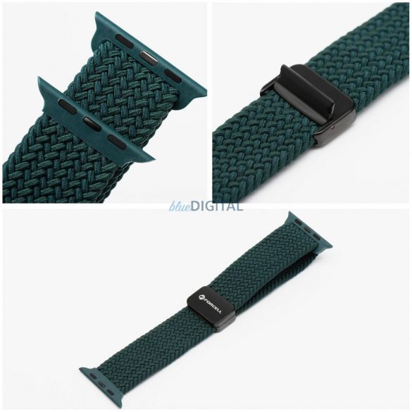 Forcell F-Design FA4 curea de înlocuire magnetică împletită Apple Watch 42 / 44 / 45 / 49 mm - verde închis