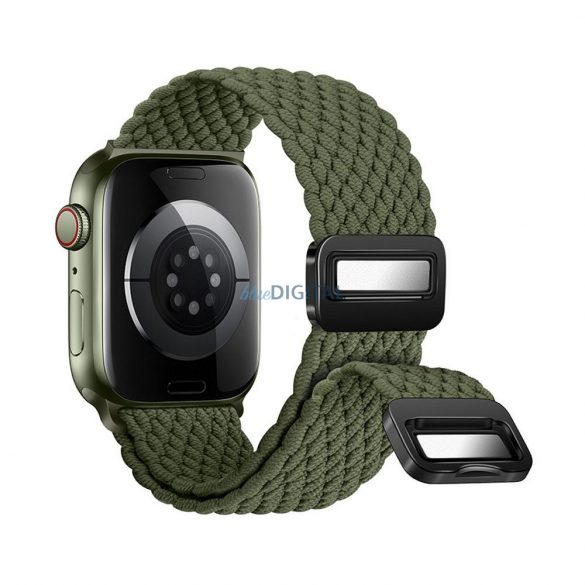 Forcell F-Design FA2 curea de înlocuire magnetică împletită Apple Watch 42 / 44 / 45 / 49 mm - verde măsliniu închis