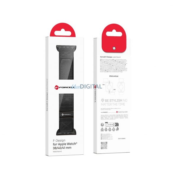 Forcell F-Design FA5 Curea de înlocuire cu velcro Apple Watch 38 / 40 / 41 mm - negru