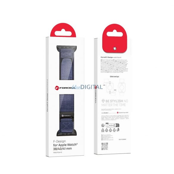 Forcell F-Design FA5 curea de înlocuire cu velcro Apple Watch 38 / 40 / 41 mm - albastru