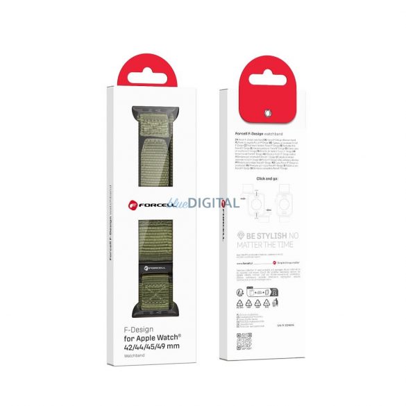 Forcell F-Design FA5 Velcro curea de înlocuire Apple Watch 42 / 44 / 45 / 49 mm - verde