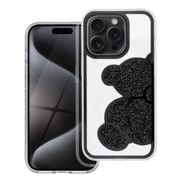 Husa TEDDY BEAR pentru IPHONE 12 / 12 PRO neagra