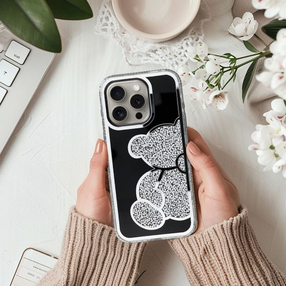 Husa TEDDY BEAR pentru IPHONE 14 Pro argintie