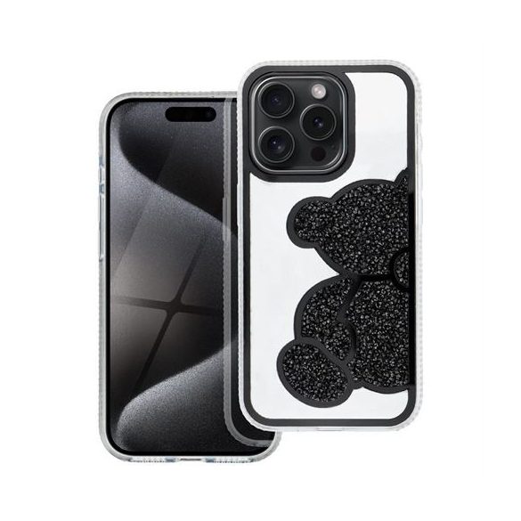 Husa TEDDY BEAR pentru IPHONE 15 neagra