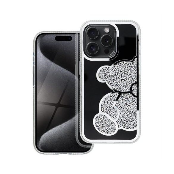 Husa TEDDY BEAR pentru IPHONE 15 Pro argintie