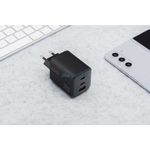 Blue Star VT-43 încărcător de rețea cu 1xUSB-A și 2xUSB-C 65W 4A PD QC4.0 - negru