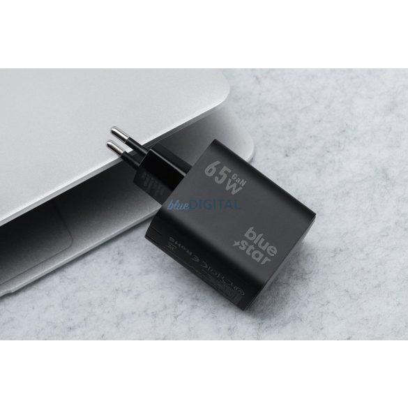 Blue Star VT-43 încărcător de rețea cu 1xUSB-A și 2xUSB-C 65W 4A PD QC4.0 - negru