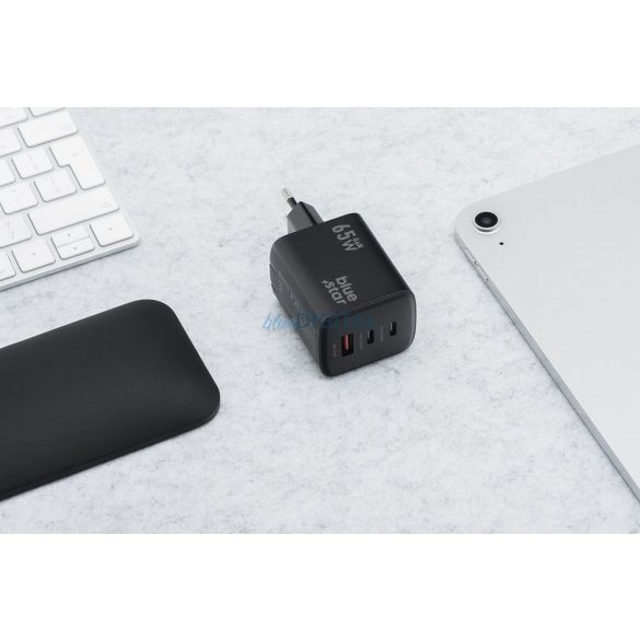 Blue Star VT-43 încărcător de rețea cu 1xUSB-A și 2xUSB-C 65W 4A PD QC4.0 - negru