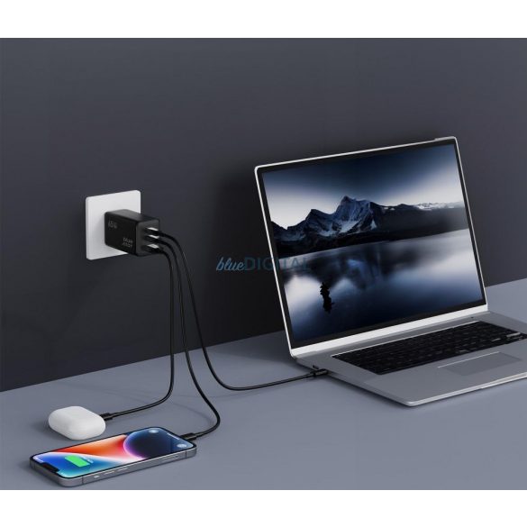 Blue Star VT-43 încărcător de rețea cu 1xUSB-A și 2xUSB-C 65W 4A PD QC4.0 - negru