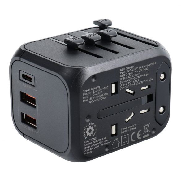 Încărcător / adaptor de călătorie SL-209PQ-2 WHOLE WORLD negru