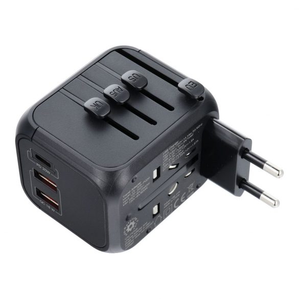 Încărcător / adaptor de călătorie SL-209PQ-2 WHOLE WORLD negru