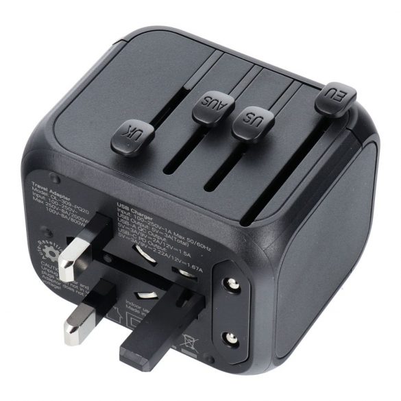 Încărcător / adaptor de călătorie SL-209PQ-2 WHOLE WORLD negru