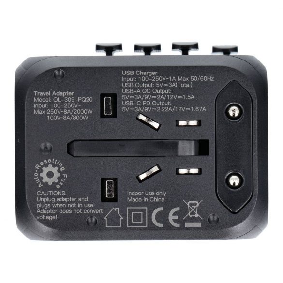 Încărcător / adaptor de călătorie SL-209PQ-2 WHOLE WORLD negru