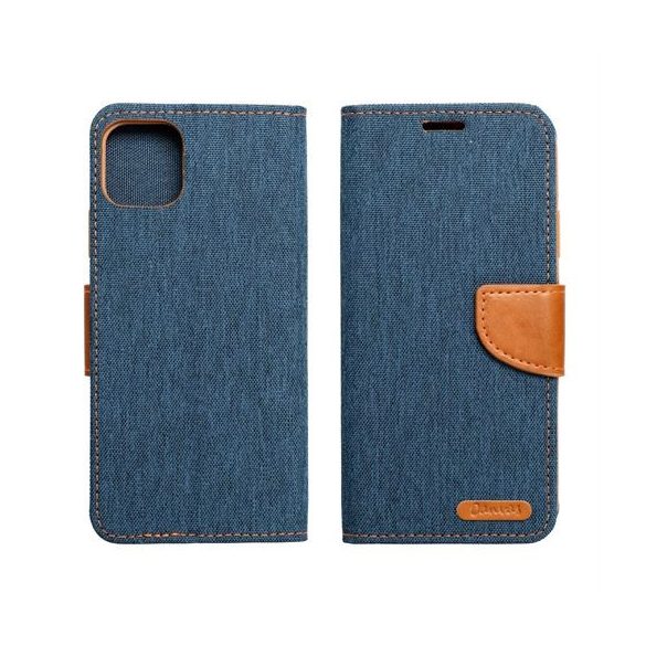 Husă carte CANVAS pentru IPHONE 16 bleumarin