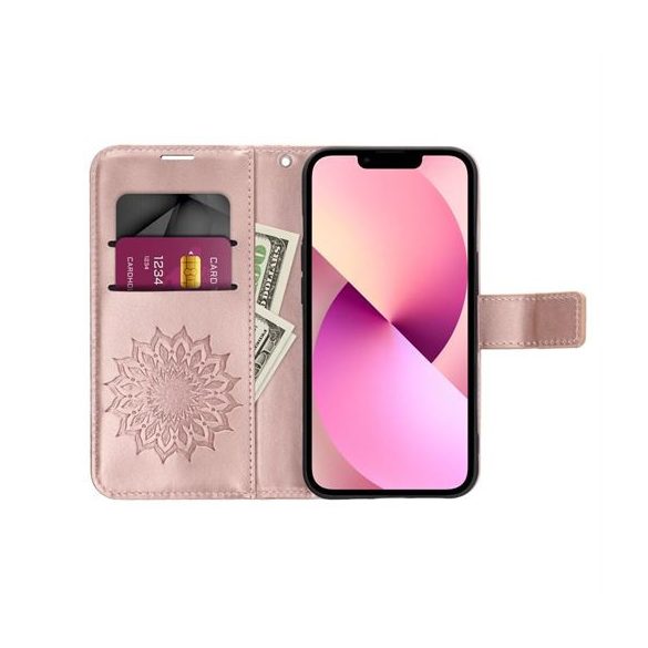 MEZZO Husă carte pentru IPHONE 16 Pro mandala rose gold