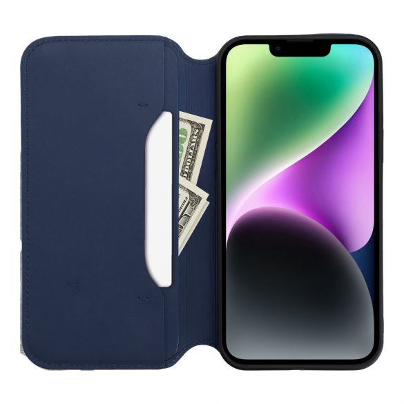 DUAL POCKET Husă carte pentru IPHONE 16 bleumarin