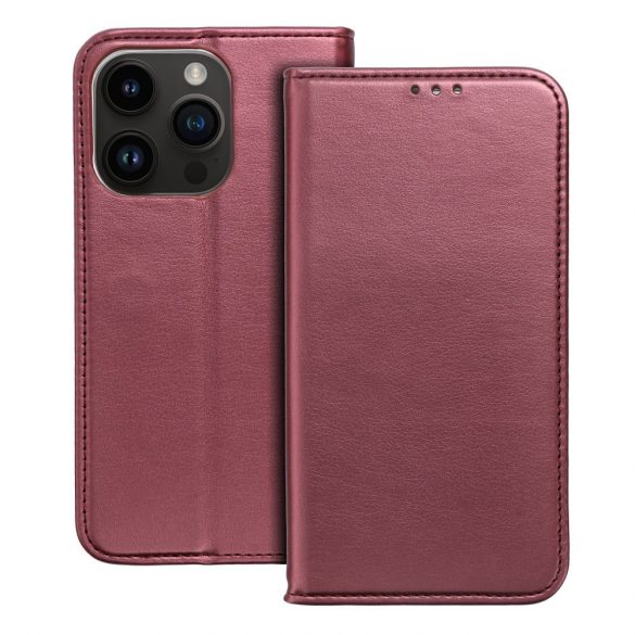 Husă carte Smart Magneto pentru IPHONE 16 burgundy