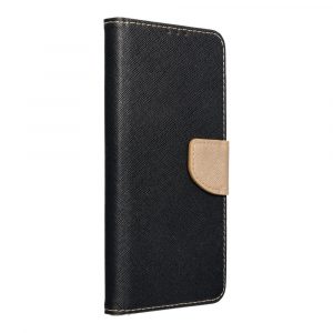 Husa FANCY Book pentru IPHONE 16 Plus neagra/aurie