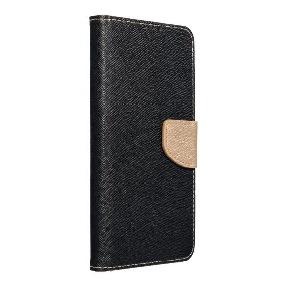 Husa FANCY Book pentru IPHONE 16 Plus neagra/aurie